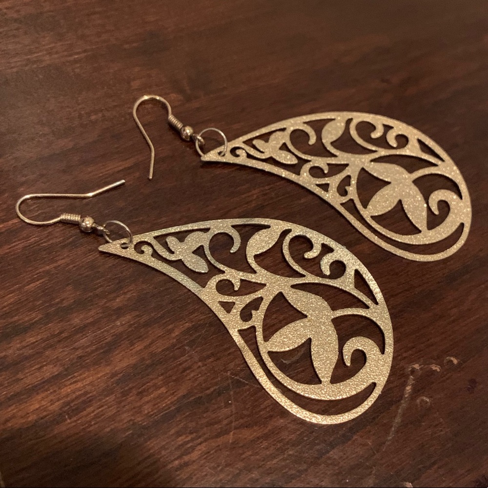 Gold Drop Earrings Glitter